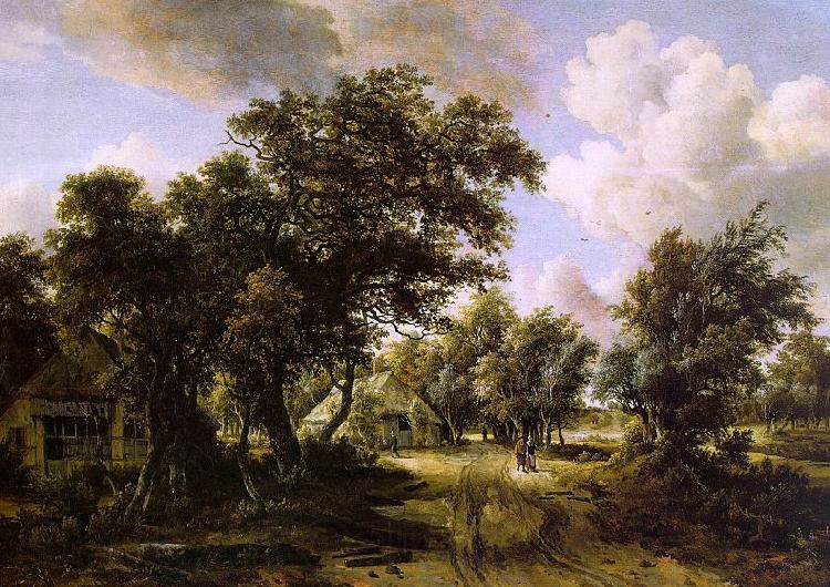 Meindert Hobbema Cottages beside a Track through a Wood